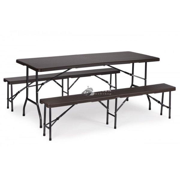 Rattan Bankett Asztal 180cm + 2 Pad Magyarországon - Kerti, Terasz, Piknik,
Kültéri, Rattan Bútor, Bankett Asztal Set