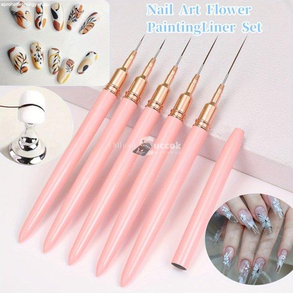 5db Rózsaszín/fekete Nail Art Ecsetek A Részletekért, Long Nail Art Line
Ecsetek Manikűrzselé Finom Mintákhoz