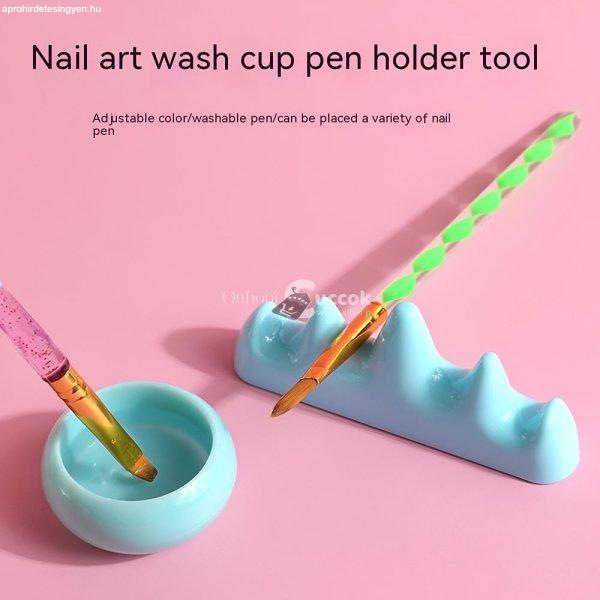 Új Nail Art Pen mosópohár és tartó, Körömtisztító pohár, Kényelmes
Nail Art Pen ecsettartó, Körömjavító eszköz