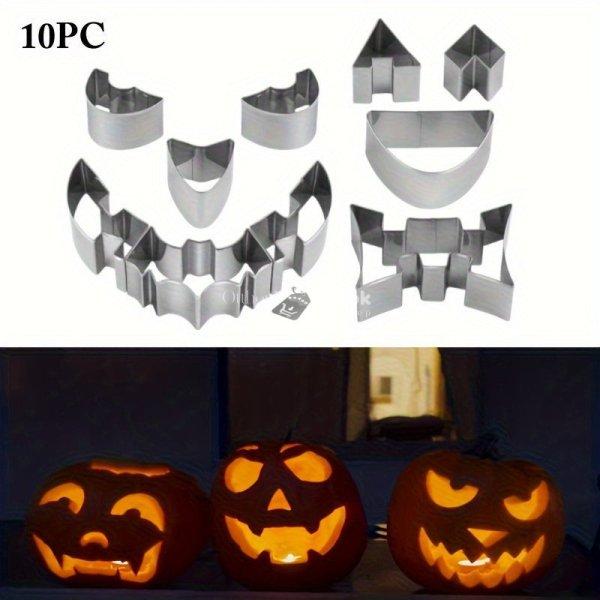 10 darabos Halloween tökfaragó rozsdamentes acél formakészlet - Tökéletes
DIY sütéshez és díszítéshez - Alkalmas különböző tök méretekhez -
Márka: Sinzaz