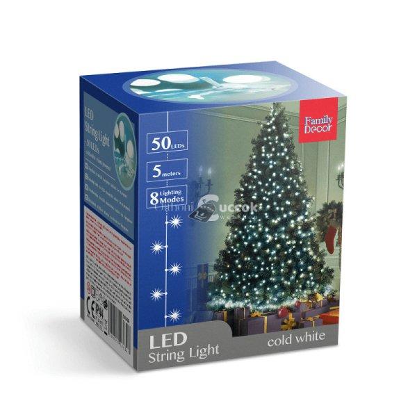 50 db LED-es fényfüzér, 5m, 8 programmal