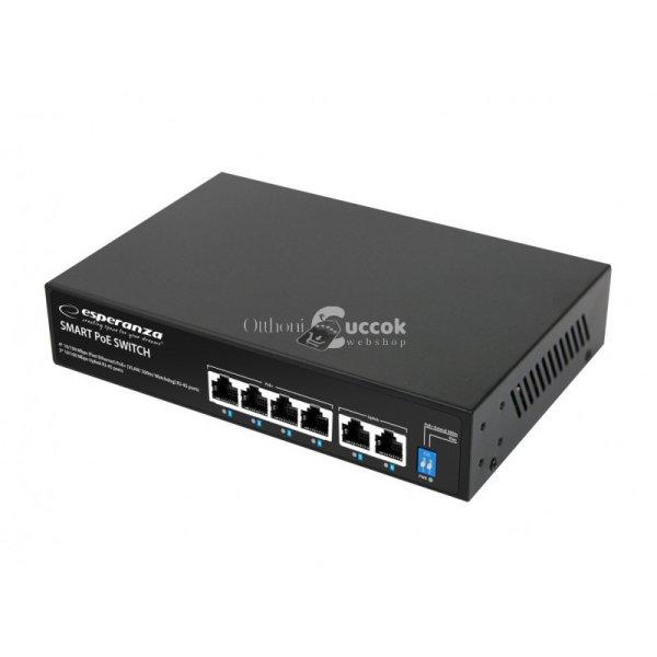 Esperanza 4 portos PoE+2 felugró port Ethernet kapcsoló 10/100 Mbit/s
sebességgel - ENS105
