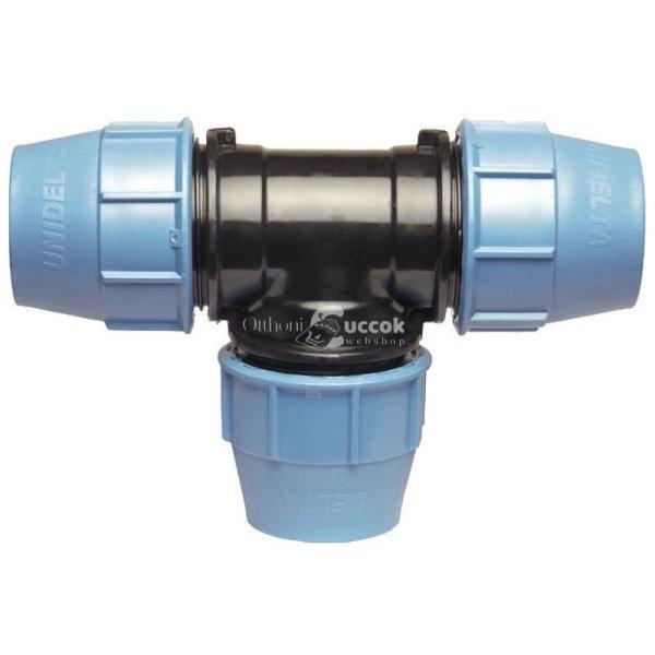 KPE T-idom 32mm x 32mm x 32mm - Edzett acél, négyzet alakú csővége