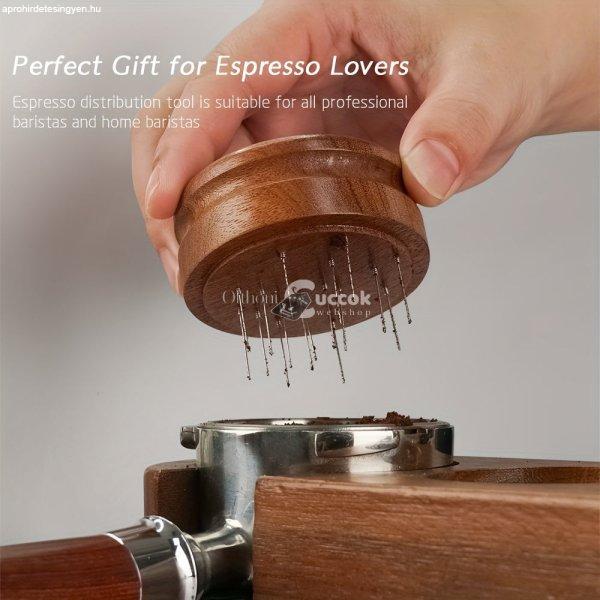 Espresso kávékeverő készlet fa talppal