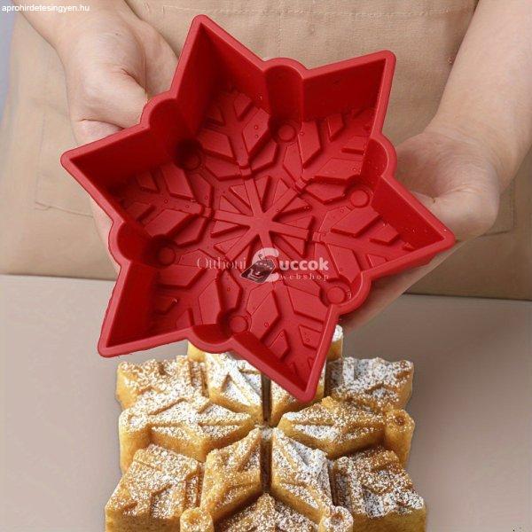 8-ágú hópehely szilikon tortaforma karácsonyi sütéshez