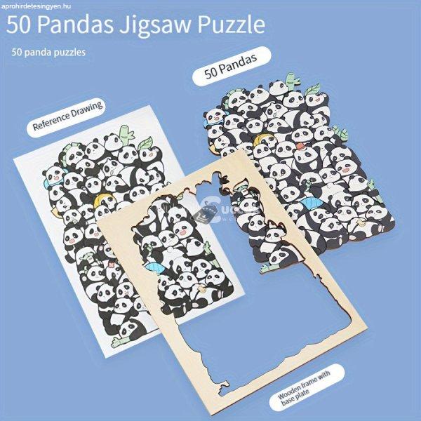 50 db-os fa puzzle, vegyes színekben, szabálytalan alakú kutya, macska, panda
kialakítás