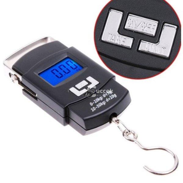 Hordozható akasztós digitális mérleg, maximum 50 kg teherbírással,
utazáshoz és háztartási használatra