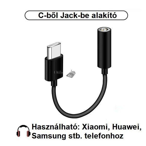 Telefon Type-C-ből Jack 3.5 mm-be való átalakító - Kompatibilis Audio
Adapter zenehallgatáshoz és hívásokhoz