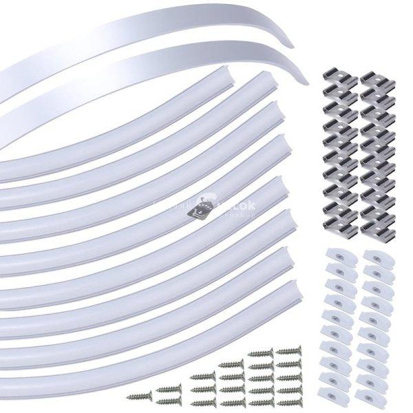10 csomag 50 cm-es flexibilis ezüst LED csatorna tejfehér LED