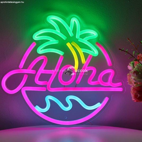 Aloha Pálmafa Tengerparti LED Neon Tábla