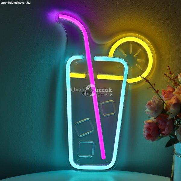 Élénk Citrom & Jégkocka LED Neon Tábla