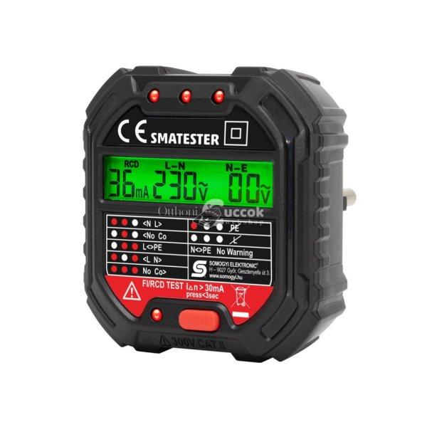 Home SMATESTER konnektor teszter, LED visszajelzők, Voltmérő, L-N, N-E, RCD
mA, Fi és RCD relé ellenőrző, elem nélkül működik, max. 250 V~
aljzatokhoz
