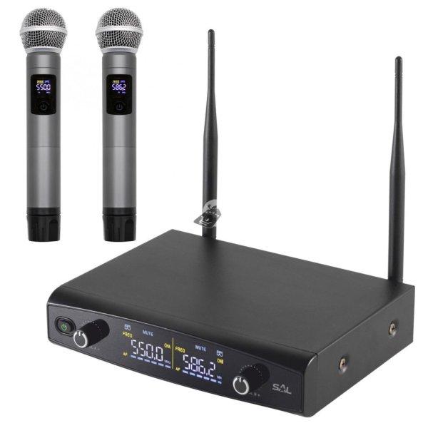 SAL MVN 600 vezeték nélküli mikrofonszett, digitális zajszűrés, 2x30
csatorna, ~80 m hatótáv, UHF frekvenciasáv