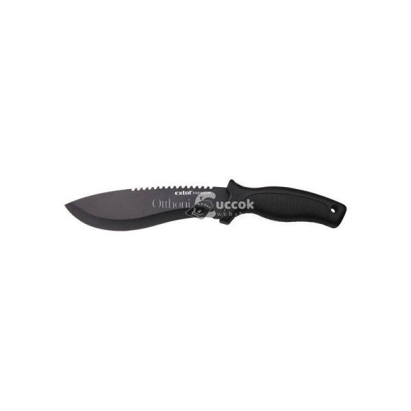 EXTOL PREMIUM vadász- és túrakés, 2CR13 rozsdamentes acél penge,
ergonomikus műanyag nyéllel, tartós nylon tokkal, teljes/penge hossz:
290mm/170mm
