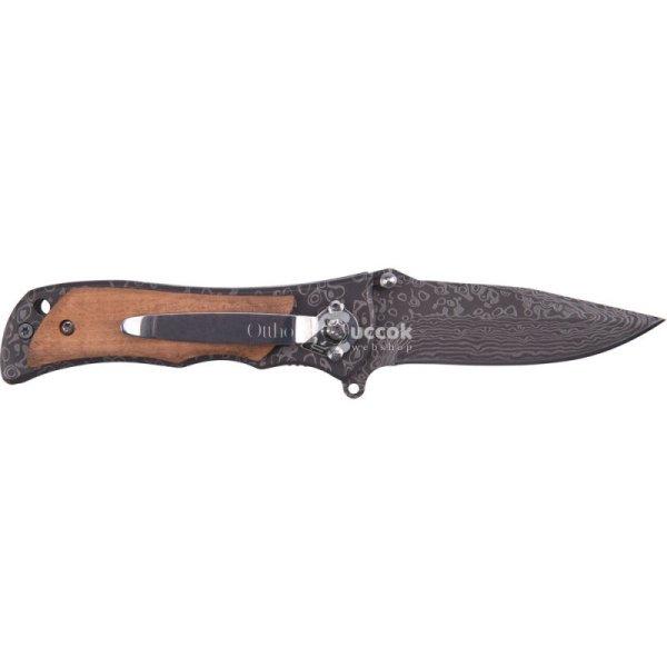 EXTOL PREMIUM zsebkés, rozsdamentes acél penge damaszk mintával, fa betétes
nyéllel, 160 mm teljes hossz, 90 mm összecsukott hossz
