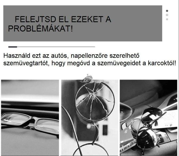 Autós napellenzőre szerelhető univerzális napszemüveg és szemüveg tartó
kiegészítő