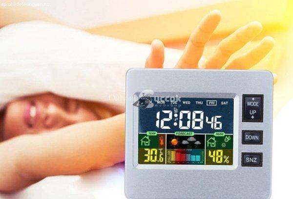 Multifunkciós LCD kijelzős időjárás állomás és digitális asztali óra
pontos idő- és hőmérséklet kijelzéssel