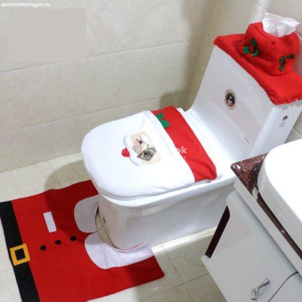 Karácsonyi WC ülőke huzat szett Manós dekorációval ünnepi hangulathoz