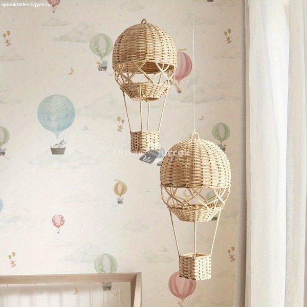 Bohém Bambusz Fonott Hőlégballon dísz