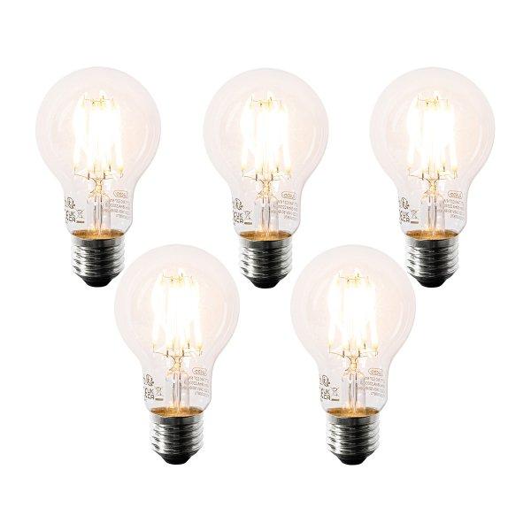 5 db E27 LED izzó szett A60 átlátszó 6W 630lm 2200K