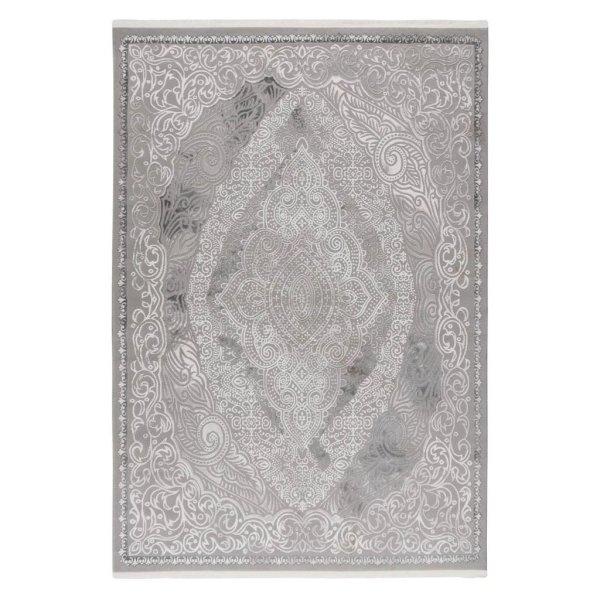 Szőnyeg, díszes mintázatú, ezüst - fehér, 80x150 cm - LOSANGO - Butopêa
