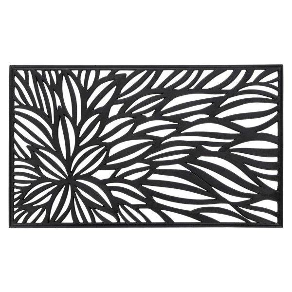 Lábtörlő, levélmintás, fekete, gumi, 45x75 cm - MONOCHROME - Butopêa