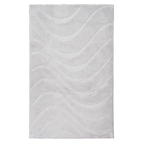 Fürdőszobaszőnyeg, hullámvonalakkal mintázott, ezüst, poliészter, 67x110
cm - SERAPHINE - Butopêa