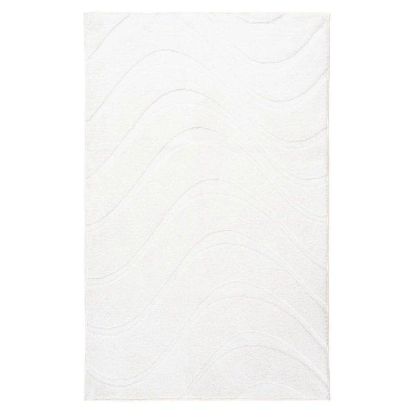 Fürdőszobaszőnyeg, hullámvonalakkal mintázott, fehér, poliészter, 67x110
cm - SERAPHINE - Butopêa