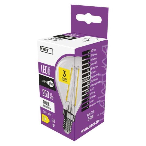 EMOS ZF1201, LED izzó Filament Mini Globe / E14 / 1,8 W (25 W) / 250 lm /
természetes fehér