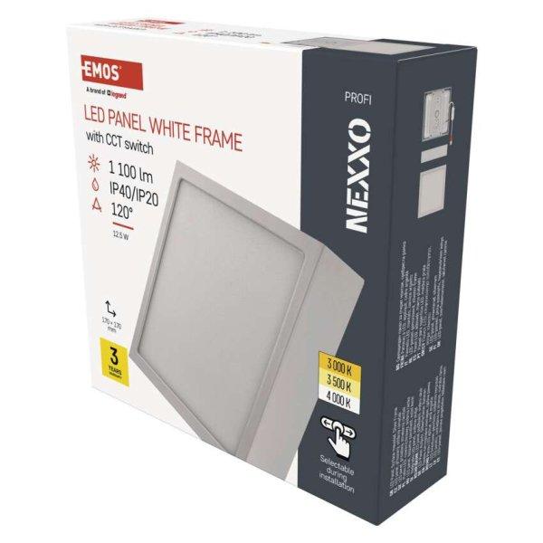 EMOS ZM6133, LED felületi lámpatest NEXXO, négyzet, fehér, 12,5W, CCT