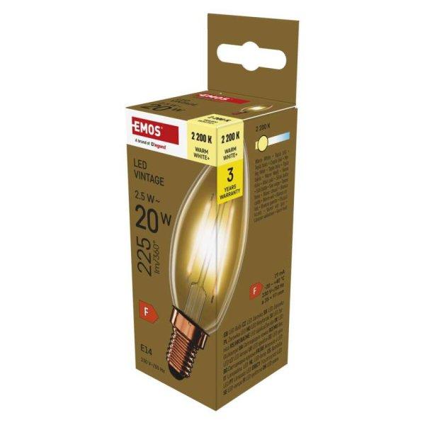EMOS Z53012, LED izzó Vintage gyertya / E14 / 2,5 W (20 W) / 225 lm / Meleg
fehér