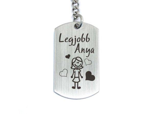 Legjobb Anya acél szögletes medálos kulcstartó