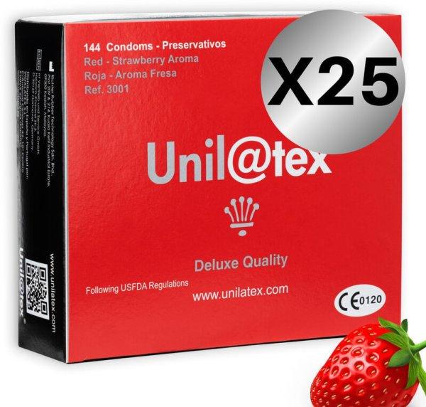 UNILATEX – piros eper ízű óvszercsomag 25 x 144 db