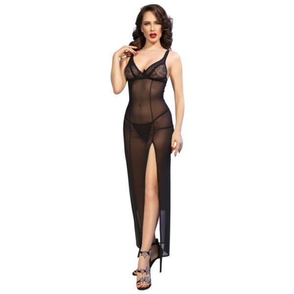 CHILIROSE - fekete hosszú babydoll és tanga szett