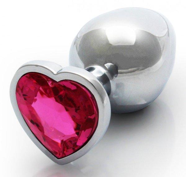 Bijou Heart Gem M – ezüst-rózsaszín anális gyöngy 7 cm