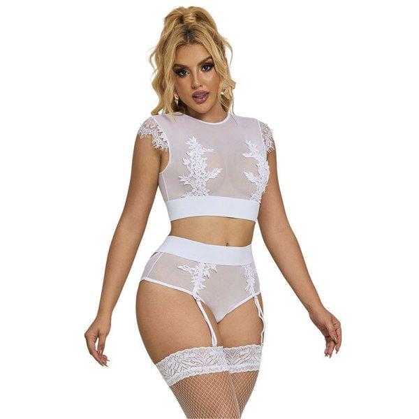 SUBBLIME - elegáns melltartó és bugyi harisnyatartóval L/XL