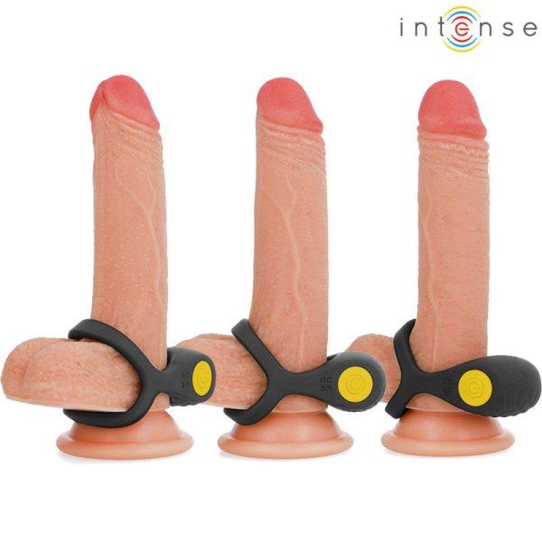 INTENSE - Fekete duplagyűrű vibrátor 10 rezgésvariációval