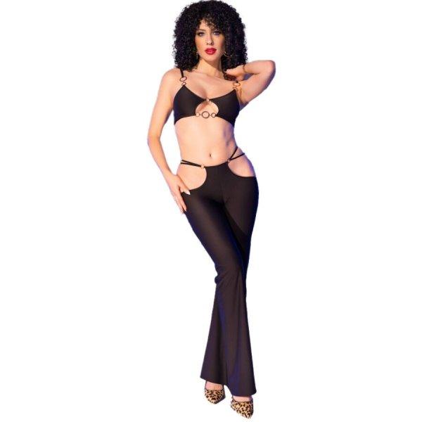CHILIROSE - fekete top és leggings arany kiegészítőkkel