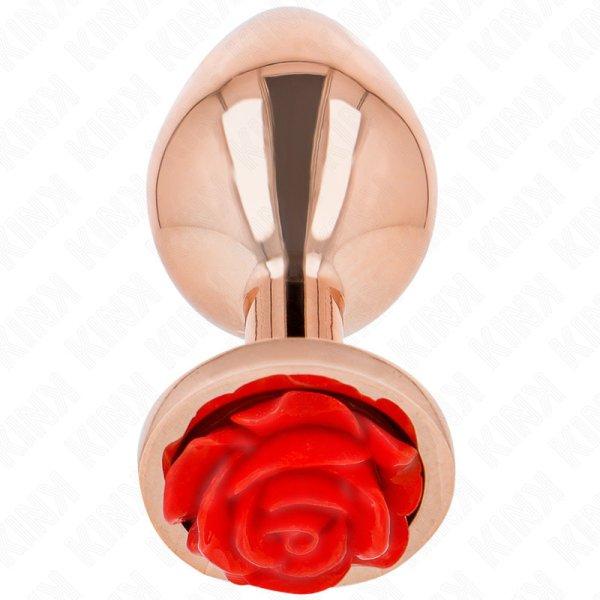 KINK – elegáns piros rózsás anális dildó rose gold színben