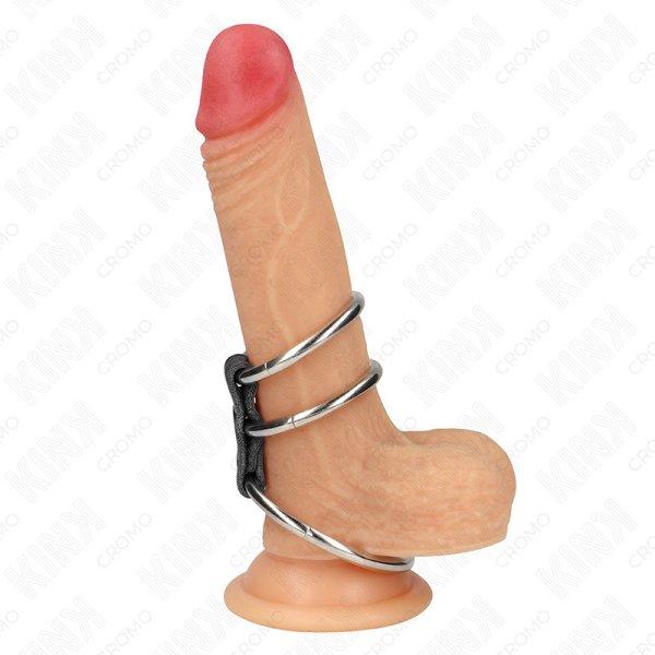 KINK – bőrrel összekötött prémium fém péniszgyűrű