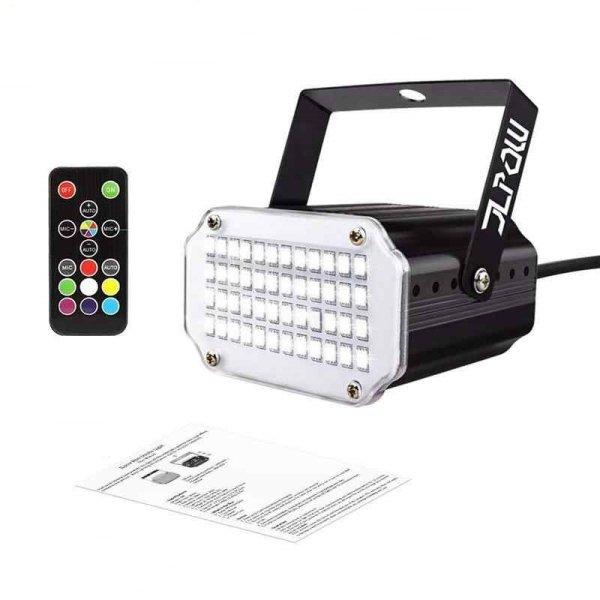 FTS Stroboszkóp RGB+W, 48 LED + Távirányító - Házibuli Fényhatás