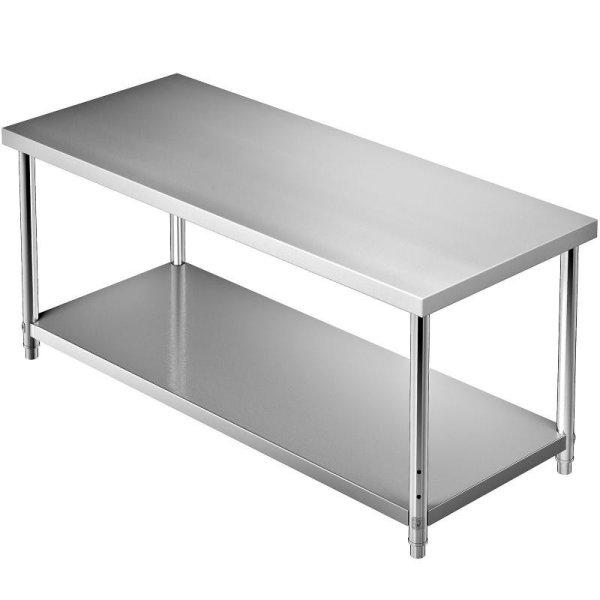 Rozsdamentes acél konyhai munkaasztal, előkészítő asztal  183 × 76 × 86
cm