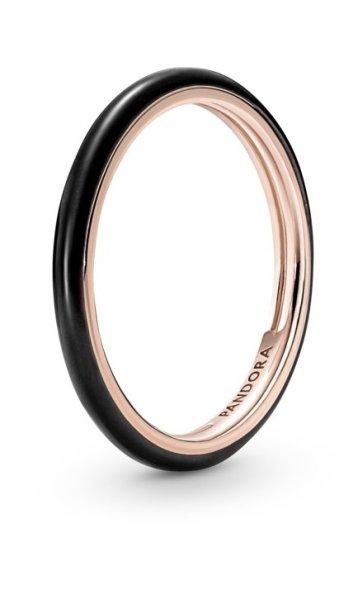 Pandora Minimalista bronz gyűrű fekete zománccal Rose 189655C01 54 mm