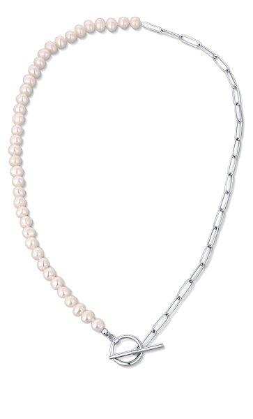 JwL Luxury Pearls Divatos acél nyaklánc valódi folyami gyöngyökkel JL0788