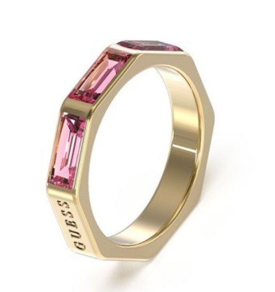 Guess Csodálatos gyűrű rózsaszín cirkónium kővel JUBR03174JWYGFC 52 mm
