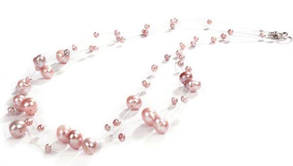 JwL Luxury Pearls Nyaklánc lebegő rózsaszín igazgyöngyökből JL0826