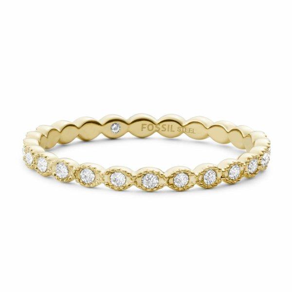 Fossil Elegáns aranyozott gyűrű kristályokkal Vintage Twist JF03749710 54 mm