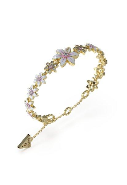 Guess Bájos aranyozott karkötő virágokkal White Lotus JUBB04128JWYGWH 18,5
cm