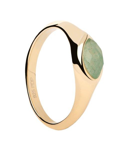 PDPAOLA Aranyozott gyűrű Green Aventurine Nomad Vanilla AN01-A47 54 mm