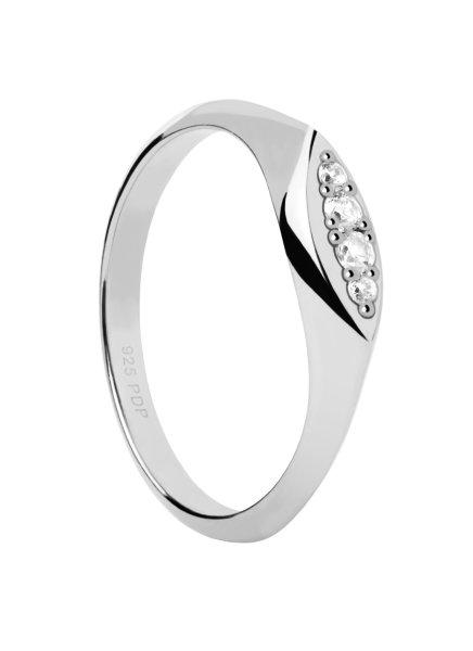 PDPAOLA Elegáns ezüst gyűrű cirkónium kövekkel Gala Vanilla AN02-A52 58 mm